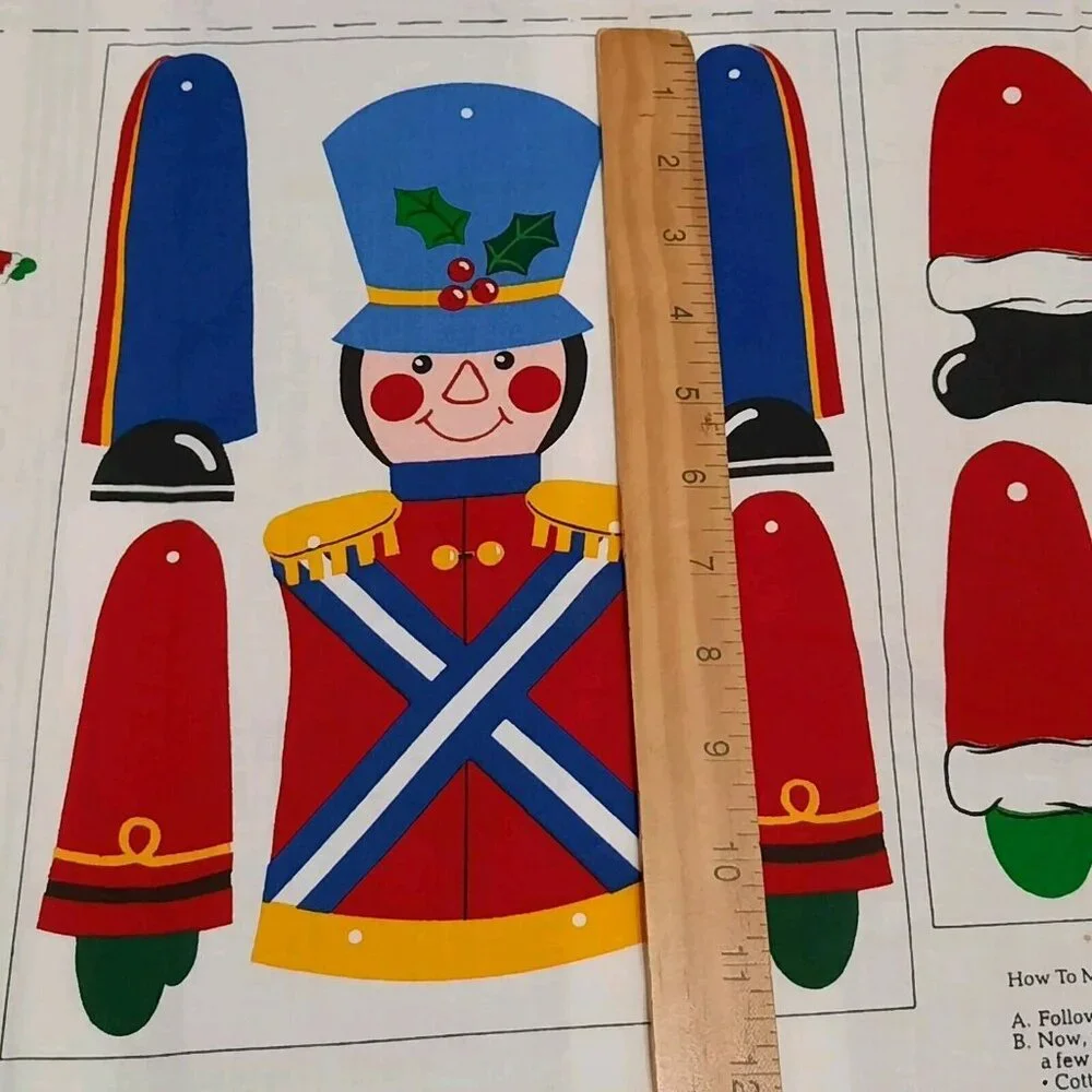 Fabric Double Panel Kid Craft Bear Santa Toy Soldier Garland Christmas New